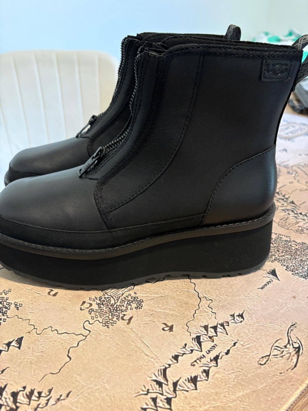 UGG Black Front-Zip Platform Ankle Boots - WATERPROOF!